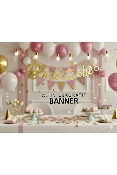 Acar Süs Flama Brıde To Be Metalize Altın Banner