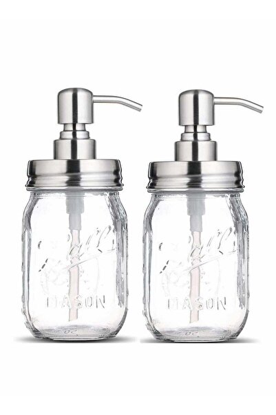 Generic Clear Glass Jar Soap Dispenser with Stainless steel pump Classic Decor for Bathroom Kitchen Farmhou