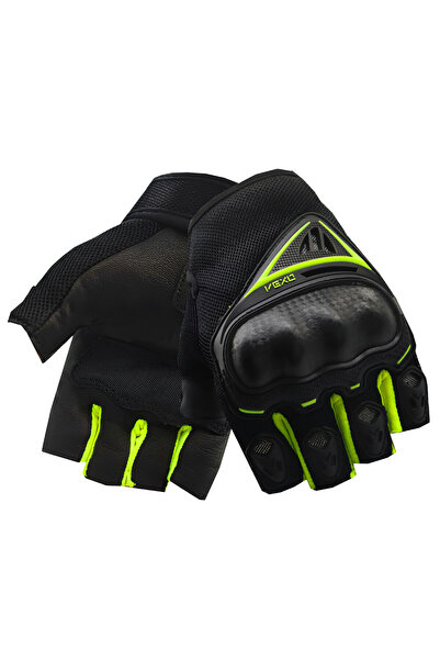 Vexo Santa 2 Half Finger Motorcycle Gloves Neon Yellow