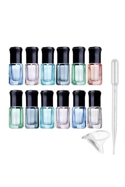 Generic 12Pcs 3ml Colorful Octagonal Glass Roller Bottles Mini Essential Oil Massage Roll-on Bottle Vials C