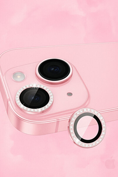 CAMCI Taşlı İphone 13 / iPhone 13 Mini Uyumlu Taşlı Kamera Lens Koruyucu