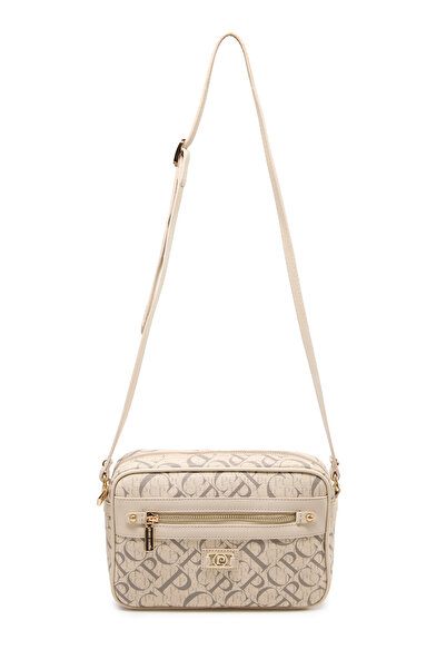 Pierre Cardin Beige Monogram Adjustable Strap Zipper Closure Women's Handbag ...