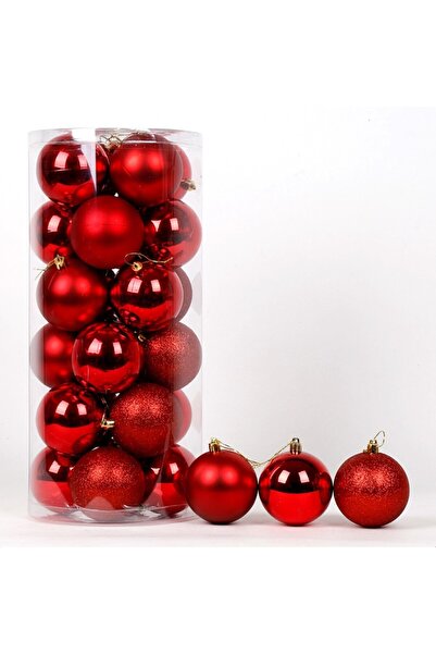 OEM Set of Baubles 6 cm, 24 pcs - Red