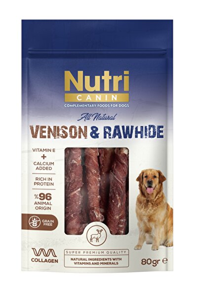 Nutri Canin Rawhide Geyik Eti Sargılı Kemik Köpek Ödülü 80 Gr.