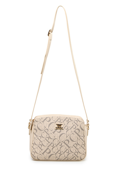 Pierre Cardin Beige Monogram Adjustable Strap Zipper Closure Women's Handbag - Shoulder Bag 05Po25Y2518