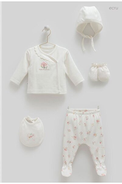 Caramell İncibaby 100% Cotton Flower 5-Piece Baby Girl Hospital Discharge Set New Season