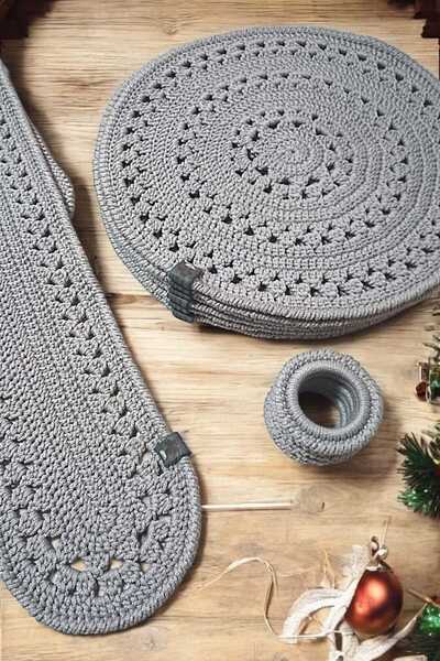 Örgü Sanatı DilekÇak El Örgüsü 6 Kişilik Polyester Soft Makrome Supla Takımı,...