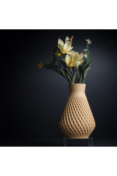 Homentum Olivo | Vază decorativă modernă cu textură ondulată și finisaj mat