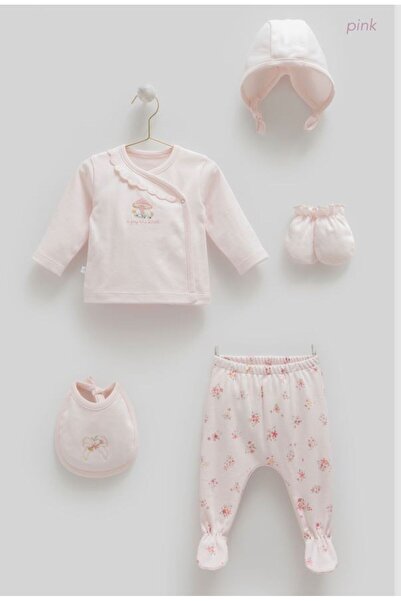 Caramell İncibaby % 100 Pamuk Flower 5'li Kız Bebek Hastane Çıkış Seti New Se...