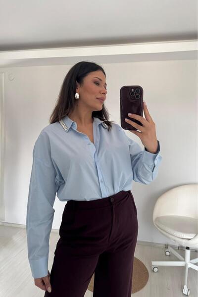 Güneş Βαμβακερό πουκάμισο με γιακά από πέρλες