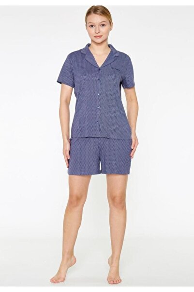 TOSKI Γυναικεία Πιτζάμα, Πουκάμισο και Σορτς από Βαμβάκι Pierre Cardin, Μπλε