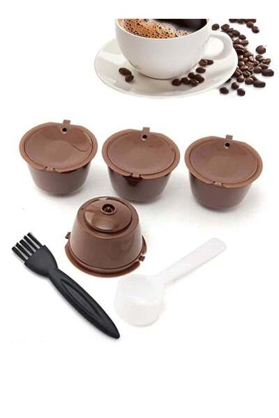 Generic Reusable Coffee Capsules 4PCS Capsule Filter Cup for Dolce Gusto Machine with Spoon and Brush