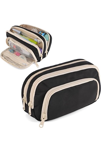 synshop Husă pentru creion de mare capacitate din pânză Oxford cu mai multe c...