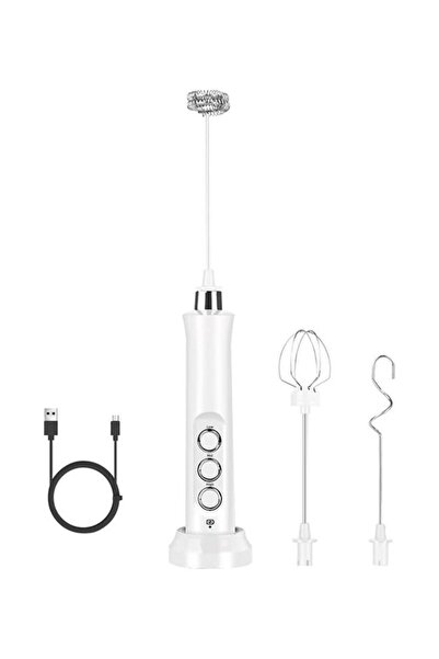 Generic XiuWoo Handheld Electric Foam Maker And Whisk Set White/Silver