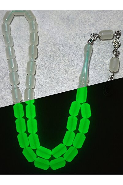 ŞAHBEY TESBİH Fosforlu Kedi Gözü Tesbih / Uçlu Kapsül 33 Habbe / Hediye Kutulu