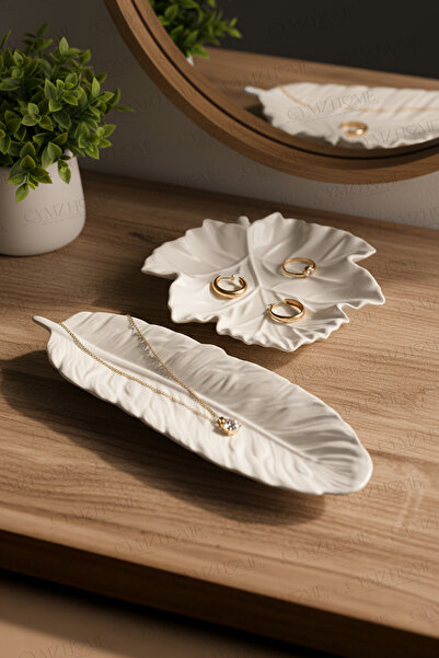 CYMZ HOME Where Heart Meets Handmade 2'li Yaprak Set, Yaprak Dekoratif Tabak,...