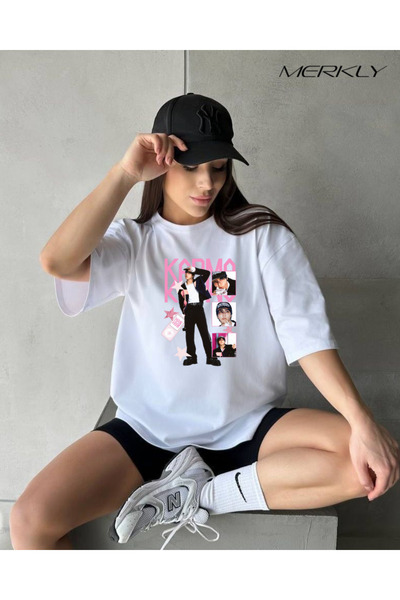 barsdepo Tricou Karma cu imprimeu , supradimensionat Tricou alb unisex pentru...