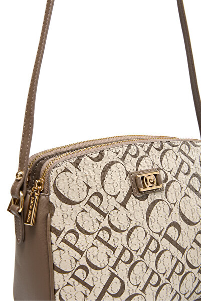 Pierre Cardin Geantă de mână pentru femei cu monogramă aurie, cu curea reglabilă și închidere cu fermoar - Geantă de umăr 05PO25Y2518