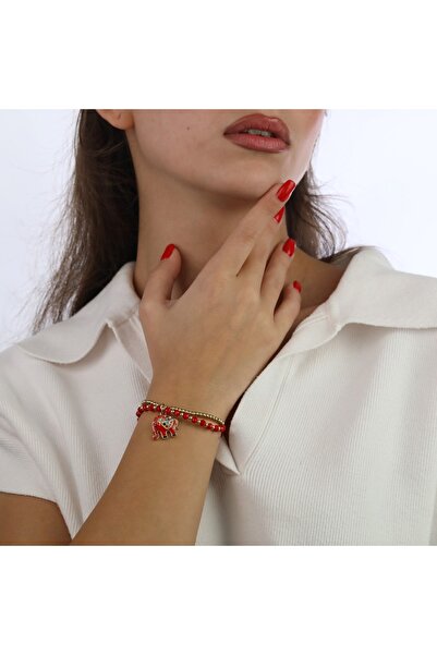 GÜNEBAKAN AKSESUAR Fil charmlı boncuklu bileklik