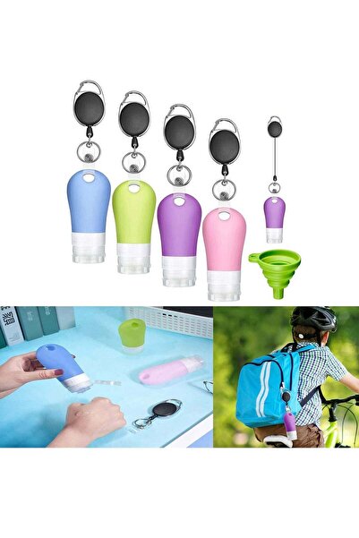 Generic SYOSI Silicone Travel Bottle Keychain Set, Includes Portable Hand Bottle Container oz Refillable Em