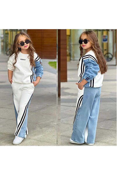 BH Kot Garni̇li̇ Striped Girl's Bottom and Top Set