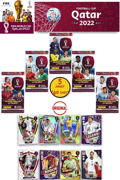 TOYFEST World Cup Panini Fifa 2022 Adrenalyn XL Qatar World Cup Trading Card (5 Packs 40 Cards)