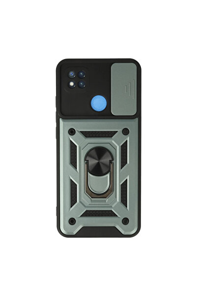 Twin Store حافظة ريدمي 9C من السيليكون مع حلقة عدسة بارس - أخضر