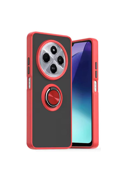 eco port حافظة هاتف Xiaomi Redmi 14C من السيليكون مع حلقة مونتريال - أحمر