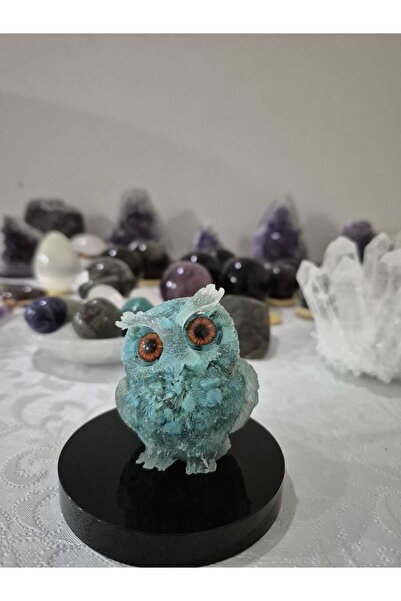güleçdoğaltaş 🦉 Turkuaz Doğal Taş Baykuş Figürü – 5 cm