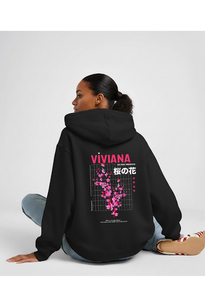 LORVEX قصة فضفاضة سويت شيرت فيفيانا بطبعة للجنسين بغطاء رأس