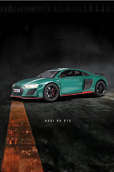 craftivio Yeşil Işıklı Sesli 1:24 Ölçek İnce Detay Açılır Kapı Audi R8 V10 Pr...