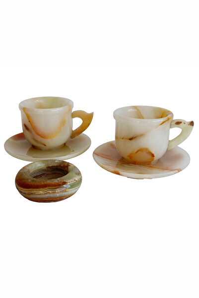 taru pasaj Onyx Natural Stone 2-Piece Cup and 3-Inch Ash Tray Set – Handmade Stylish Decorative Gift.