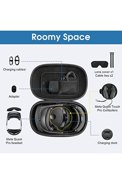 PROCASE Hard Travel Carrying Case Compatible with Meta/Oculus Quest Pro - Black