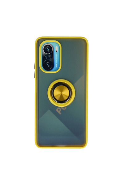 Twin Store غطاء سيليكون لهاتف Redmi K40 مع حلقة مونتريال - أصفر