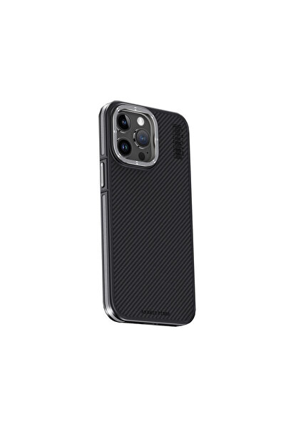 Twin Store غطاء آيفون 15 من ألياف الكربون أراميد 600D كيفلار ماجسيف - رمادي