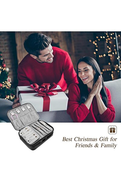 PROCASE Travel Jewelry Case Organizer Bag, Soft Padded Double Layer - Black