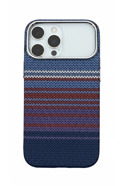 Zen Store Ultra-slim case for iPhone 17 Pro Max - Navy striped cover with burgundy and mauve lines