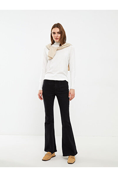 LC Waikiki Ecru Turtleneck Plain Long Sleeve Women's Knitwear Sweater