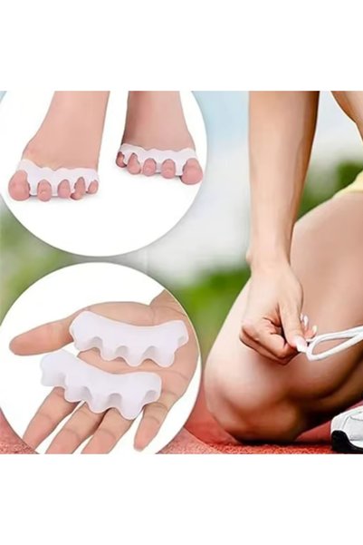 Mawrond Soft White Silicone,Toe 5 Finger Posture Corrector,Finger Separator,Reliever,Roller Bunion(1 Pair)