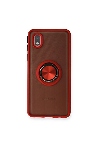 Twin Store غطاء سيليكون مونتريال لحافظة Galaxy A01 Core مع حلقة - أحمر