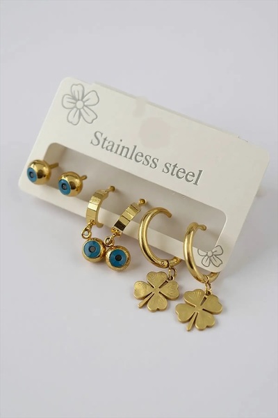 SARIGELİN HOME CONCEPT ÇOKLU ÇELİK KÜPE SETİ. 6LI KÜPE. YONCA MODEL KÜPE. NAZ...