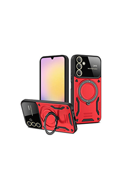 Twin Store غطاء حماية جوال جالاكسي S25 مع حامل عدسة جوي - أحمر