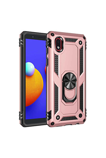 Twin Store غطاء حماية لهاتف Galaxy A01 Core من السيليكون مع حلقة - وردي