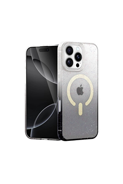 Najmaddin غطاء آيفون 16 برو بوميل لامع متوافق مع ماج سيف - أسود