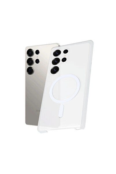 Twin Store حافظة جالاكسي S24 من البلاستيك الشفاف متوافقة مع ماج سيف - شفافة