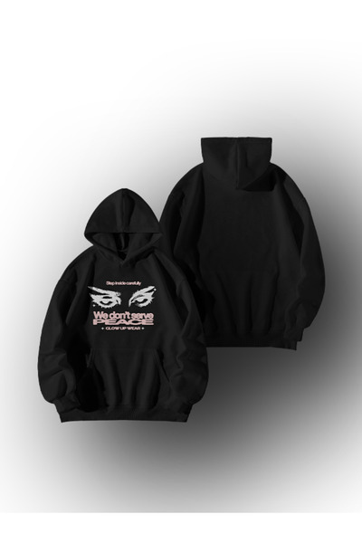 GlowUP Women Men Oversize Black Vintage Poster We Don'T Serve Printed Hooded ...