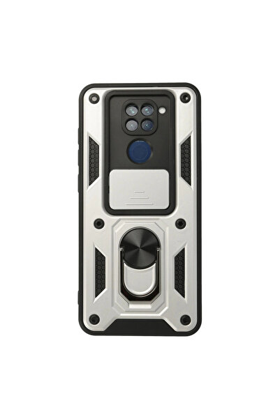 Twin Store حافظة ريدمي نوت 9 من السيليكون مع حلقة عدسة بارس - فضي