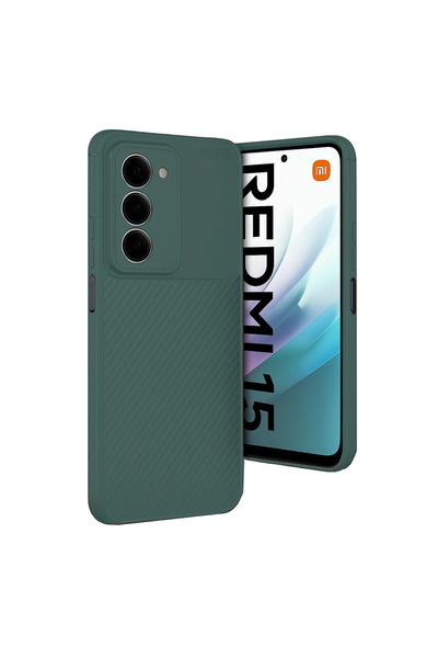 Twin Store غطاء كربون ريدمي 15 بتقنية 4G مع تركيز تلقائي - أخضر داكن