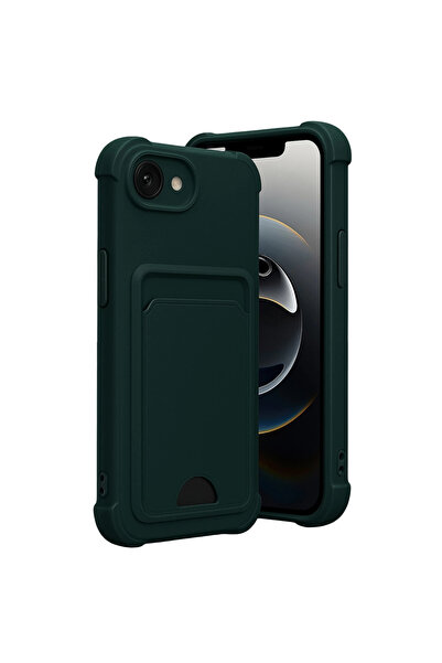 Twin Store آيفون 16E سيليكون مع بطاقة كيلفن - أخضر داكن