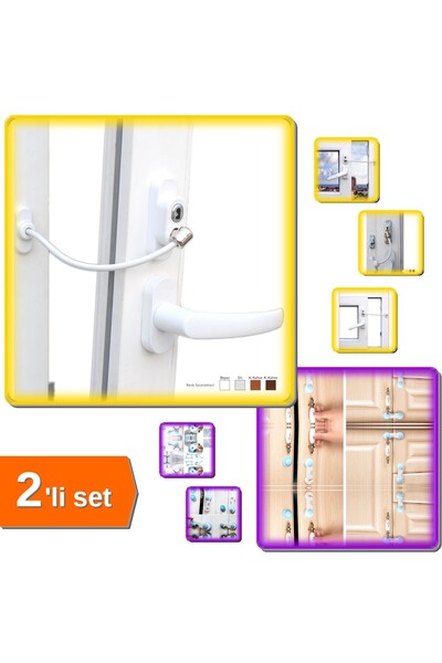 HerEveOyuncak Çocuk Koruma Kilidi Geçmeli 2 Adet + Anahtarlı Halatlı Pvc Kapı...